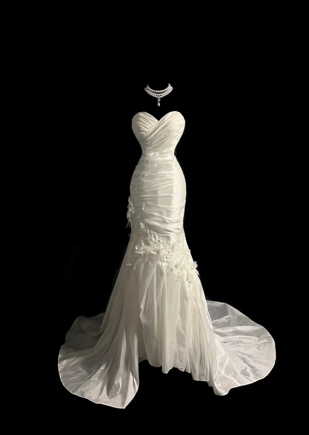 Vestido de novia retro de corte sirena con escote corazón, de satén blanco, largo, años 70, DP2045