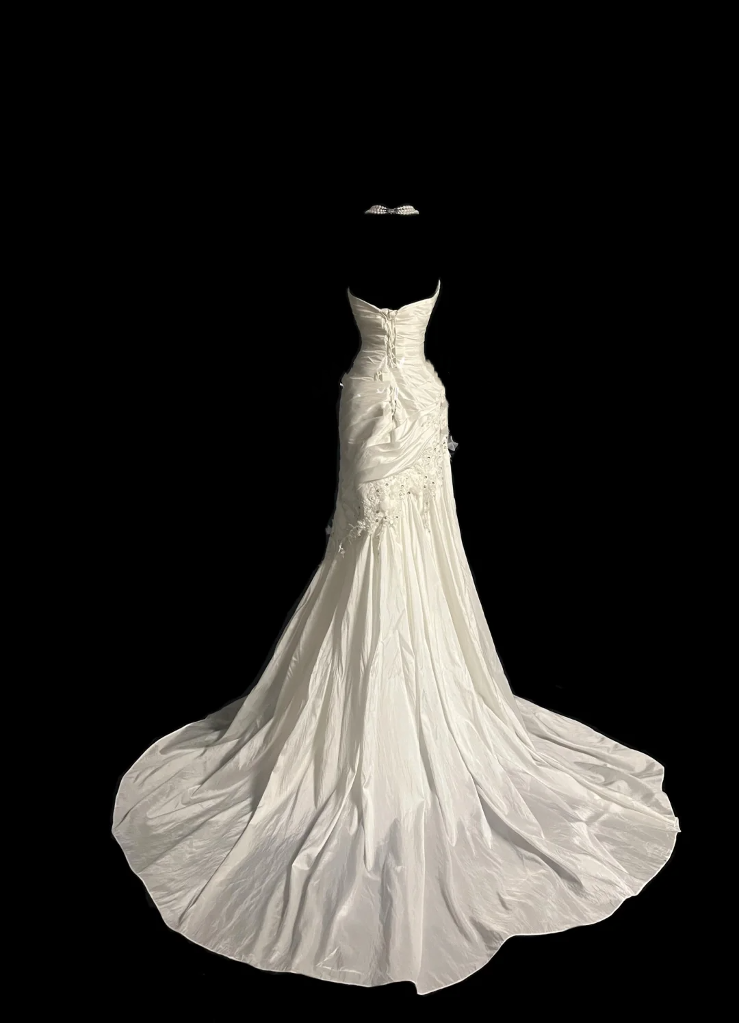Vestido de novia retro de corte sirena con escote corazón, de satén blanco, largo, años 70, DP2045