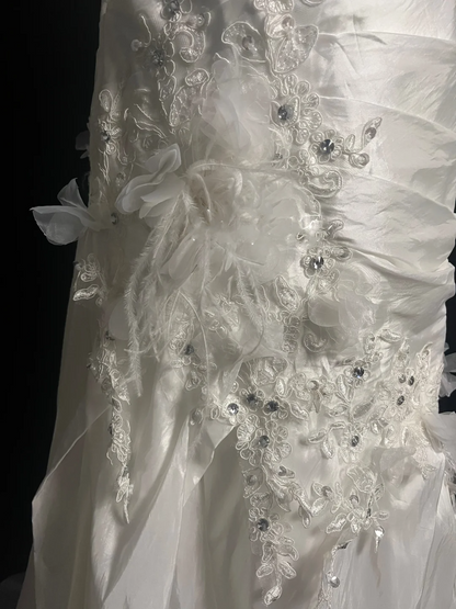 Vestido de novia retro de corte sirena con escote corazón, de satén blanco, largo, años 70, DP2045