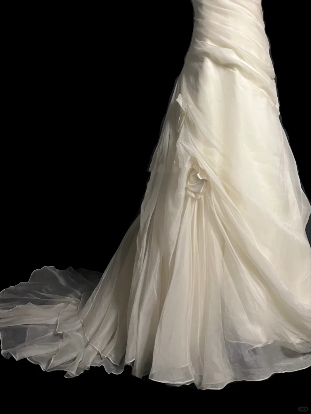 Vestido de novia retro de sirena sin tirantes, color marfil, de gasa, largo, años 70, DP2053