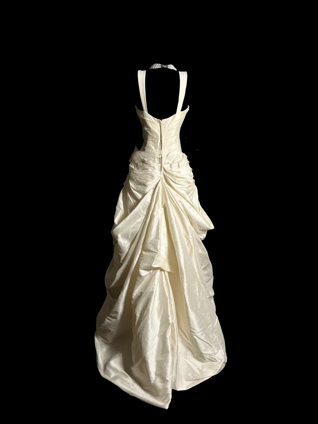 Vestido de novia vintage, corte corazón, tafetán marfil, largo, estilo retro de los años 70, DP2057