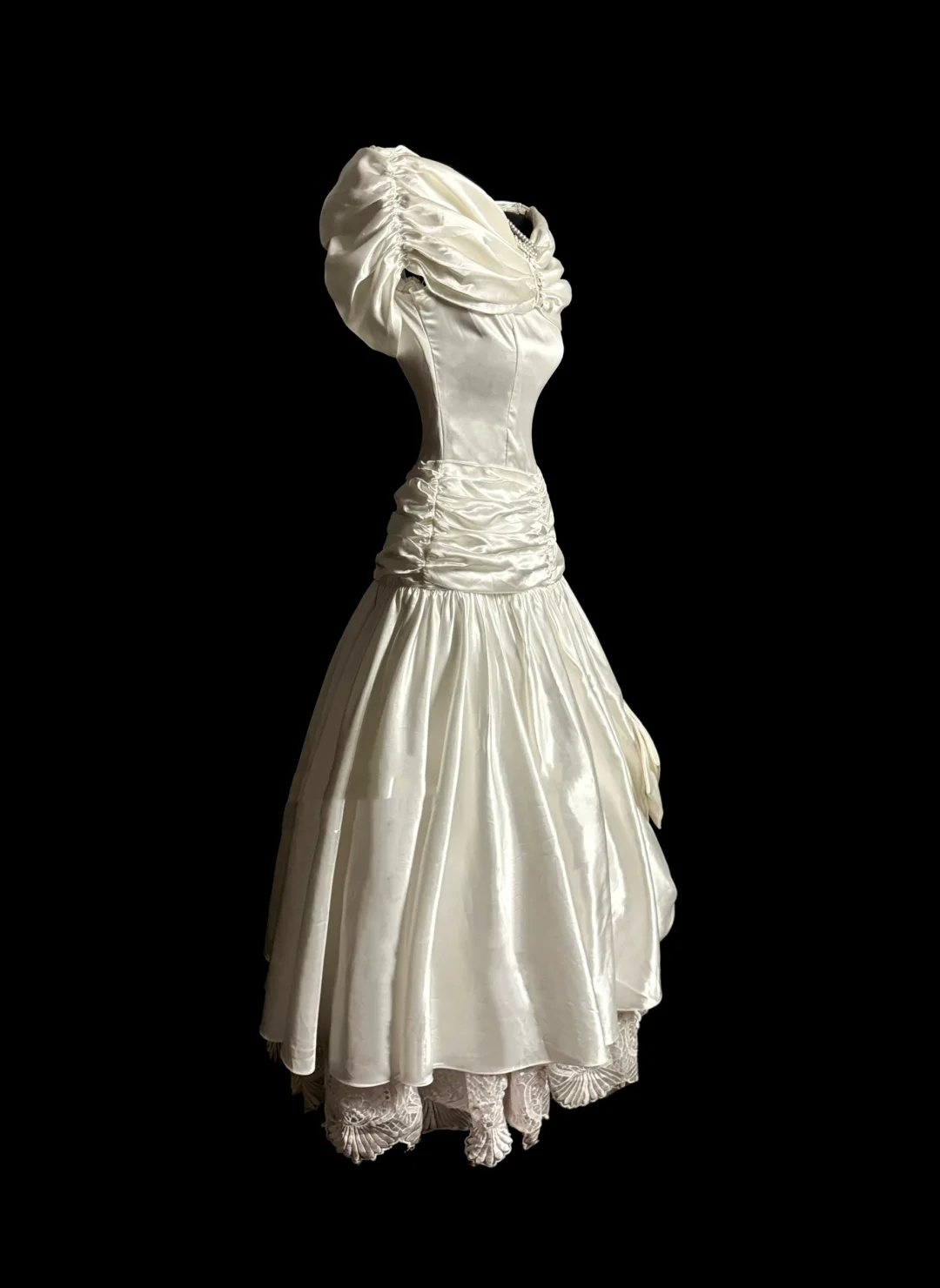 Vestido de novia vintage, vestido de fiesta con hombros descubiertos, color marfil, estilo retro de los años 70, DP2062
