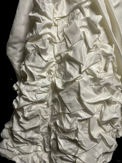 Vestido de novia vintage, corte corazón, tafetán marfil, largo, estilo retro de los años 70, DP2067