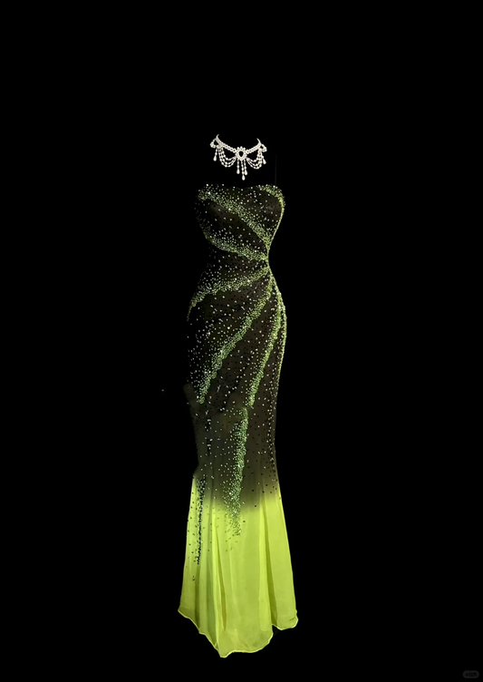 Vestido retro de sirena con tirantes finos y cuentas para 20 cumpleaños, vestido de fiesta, atuendos de cumpleaños para mujer DP2070