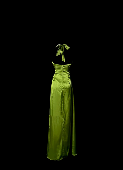 Retro Sheath Halter Green 20th Birthday Dress Long Prom Dress Birthday Outfits For Women DP2072