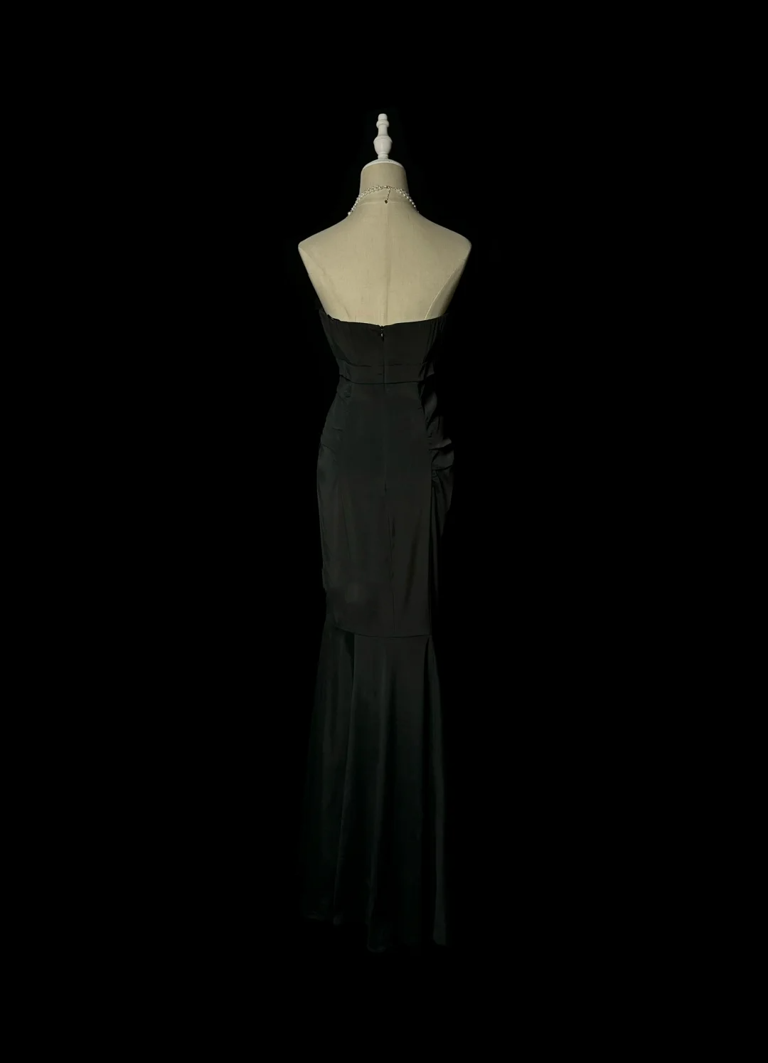 Vestido negro retro de sirena sin tirantes para 20 cumpleaños, vestido largo de fiesta, atuendos de cumpleaños para mujer DP2073