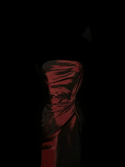 Vestido retro de sirena sin tirantes color burdeos para 20 cumpleaños, vestido largo de fiesta, atuendos de cumpleaños para mujer DP2074