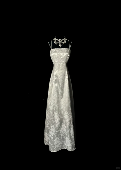 Vestido largo de sirena con tirantes finos para mujer, estilo retro, plateado, para cumpleaños número 20, para fiesta de graduación, DP2075