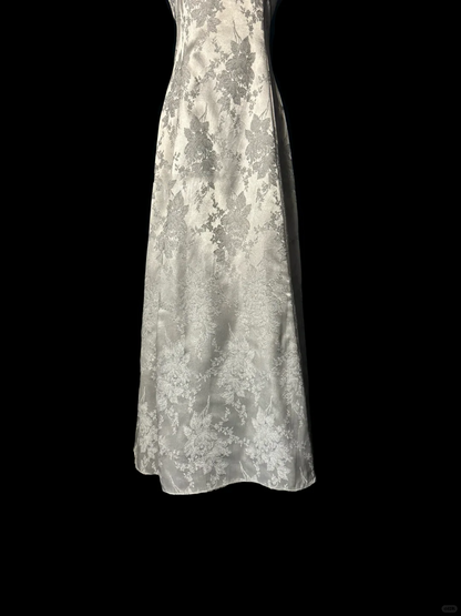 Vestido largo de sirena con tirantes finos para mujer, estilo retro, plateado, para cumpleaños número 20, para fiesta de graduación, DP2075