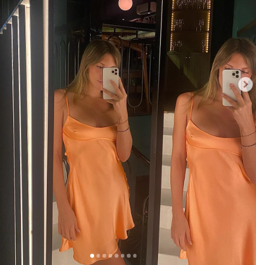 Vestido corto naranja de fiesta con tirantes finos, estilo tubo, para verano, cóctel, cumpleaños, DP2099