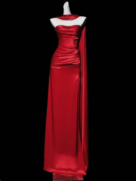 Gorgeous Sheath Strapless Red Satin Slit Prom Dresses Formal Summer Wedding Guest Dresses Wedding Guest Outfits DP2278