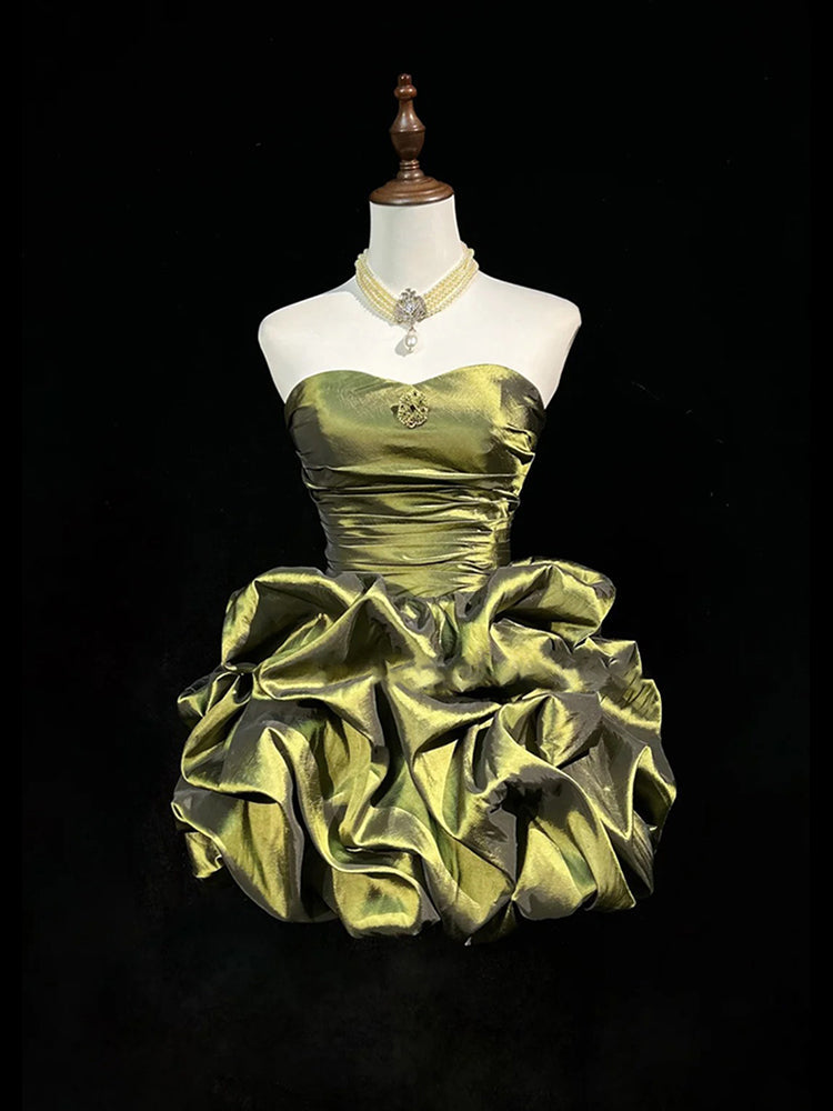 Classy A Line Strapless Taffeta Short Homecoming Dress Cocktail Dress Hoco Dresses DP2280