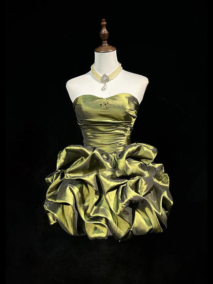Classy A Line Strapless Taffeta Short Homecoming Dress Cocktail Dress Hoco Dresses DP2280