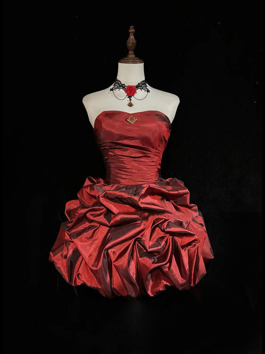 Classy A Line Strapless Taffeta Short Homecoming Dress Cocktail Dress Hoco Dresses DP2280