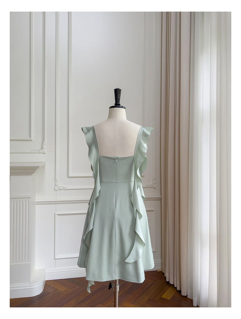 Sexy A line Square Mint Green Satin Short Homecoming Dress Summer Hoco Dresses Cocktail Dress Birthday Outfits DP2283