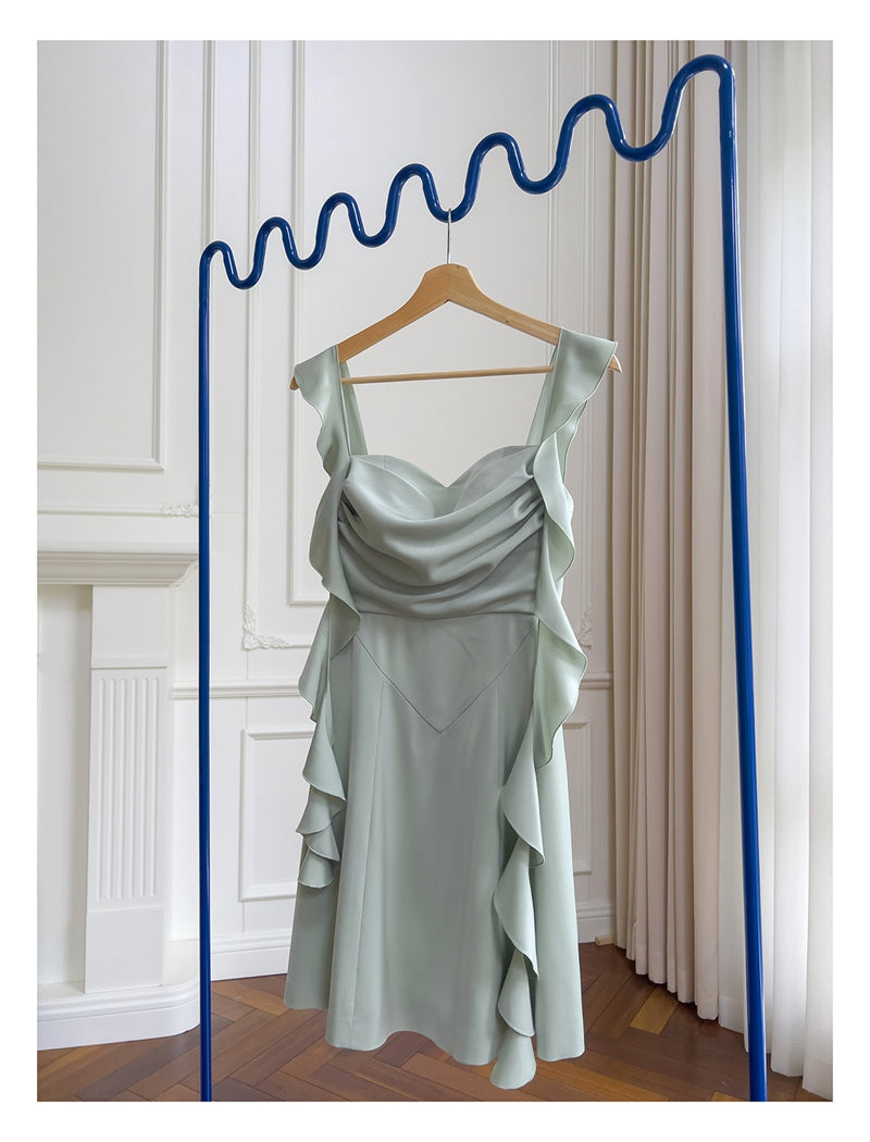 Sexy A line Square Mint Green Satin Short Homecoming Dress Summer Hoco Dresses Cocktail Dress Birthday Outfits DP2283