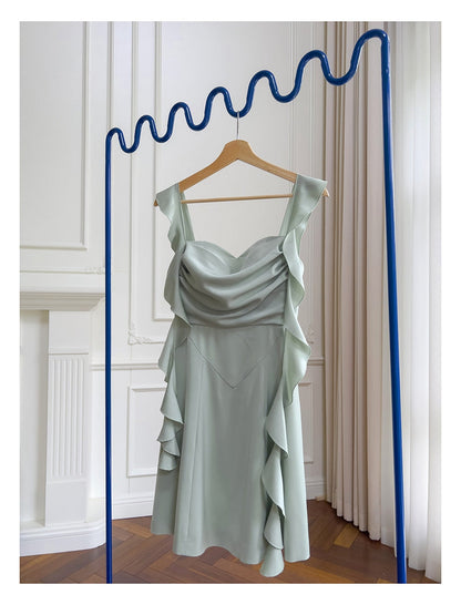 Sexy A line Square Mint Green Satin Short Homecoming Dress Summer Hoco Dresses Cocktail Dress Birthday Outfits DP2283