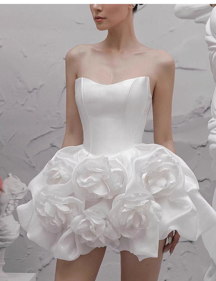 Vestido corto de satén blanco con escote en forma de A, sexy, para fiesta de bienvenida, de verano, para cóctel o cumpleaños, DP2284