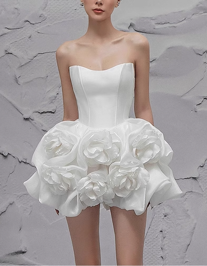 Vestido corto de satén blanco con escote en forma de A, sexy, para fiesta de bienvenida, de verano, para cóctel o cumpleaños, DP2284
