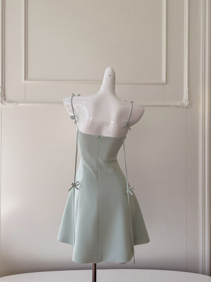 Vestido corto de satén verde salvia con tirantes finos, corte en A, sexy, para fiesta de bienvenida, de verano, para cóctel, para cumpleaños, DP2286