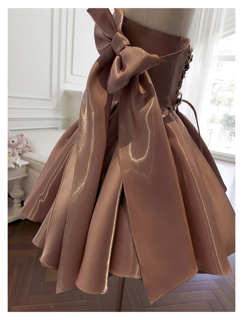 Vestido corto de satén con tirantes finos, corte en A, espalda de corsé, sexy, para fiesta de bienvenida, verano, cóctel, cumpleaños, DP2291
