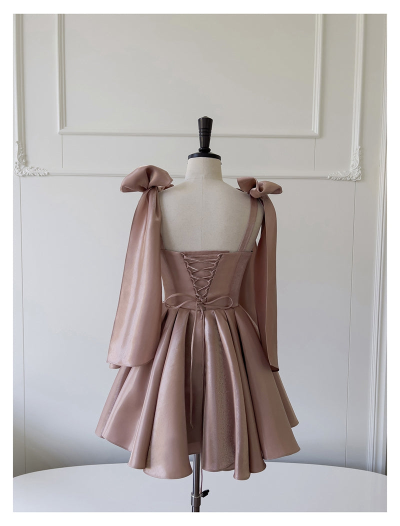 Vestido corto de satén con tirantes finos, corte en A, espalda de corsé, sexy, para fiesta de bienvenida, verano, cóctel, cumpleaños, DP2291