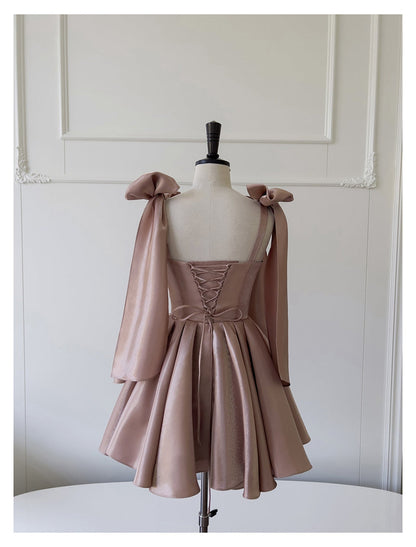 Vestido corto de satén con tirantes finos, corte en A, espalda de corsé, sexy, para fiesta de bienvenida, verano, cóctel, cumpleaños, DP2291