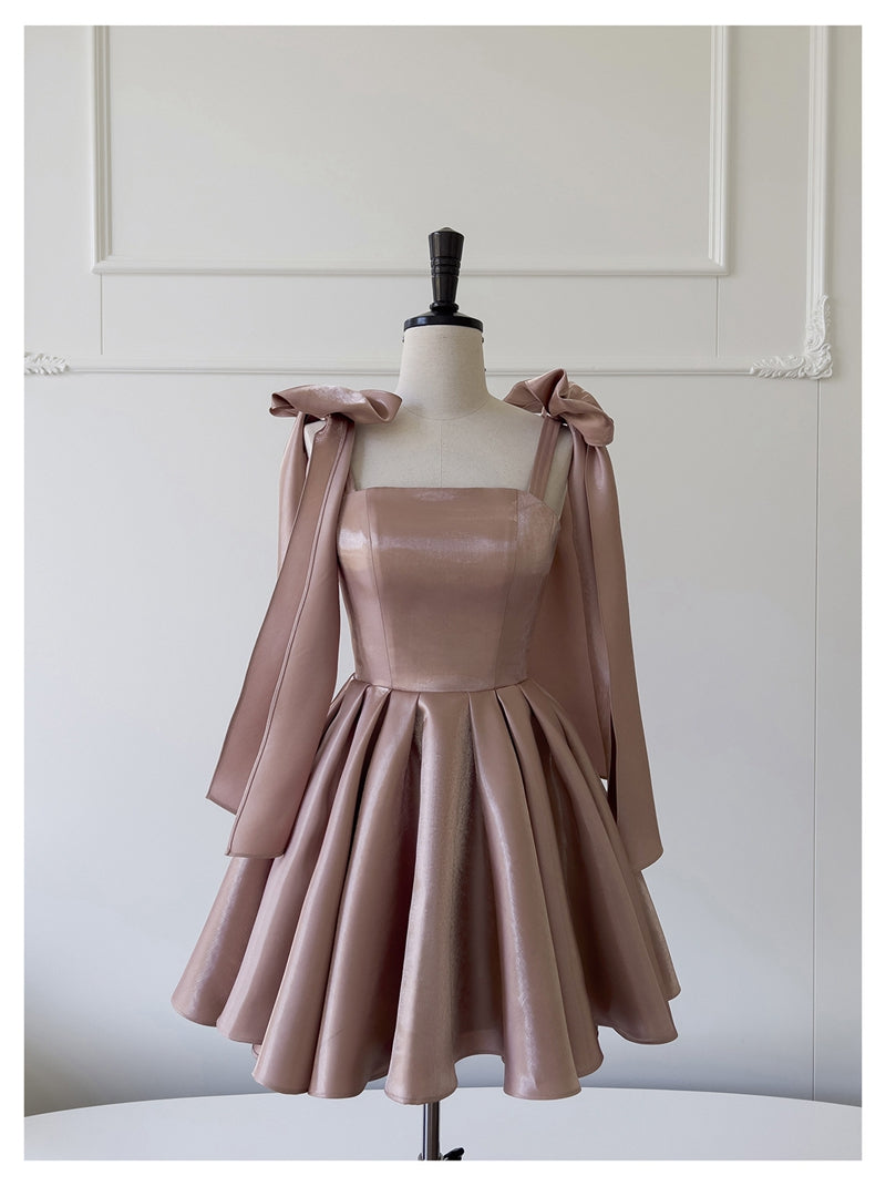 Vestido corto de satén con tirantes finos, corte en A, espalda de corsé, sexy, para fiesta de bienvenida, verano, cóctel, cumpleaños, DP2291