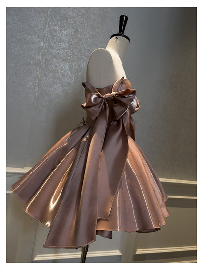 Vestido corto de satén con tirantes finos, corte en A, espalda de corsé, sexy, para fiesta de bienvenida, verano, cóctel, cumpleaños, DP2291