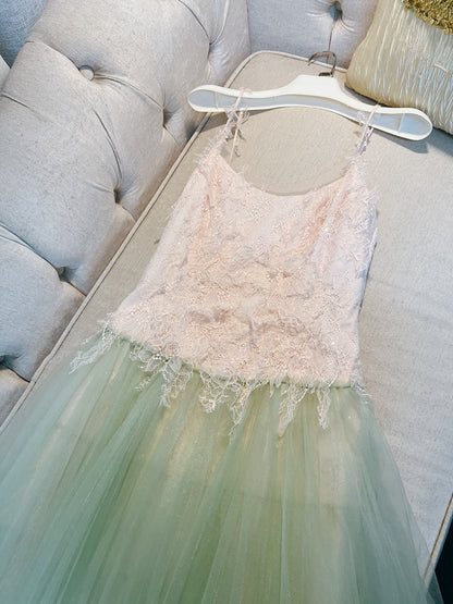 Elegante vestido de fiesta verde menta con tirantes finos y corte en A, para invitadas de boda de verano, DP2292