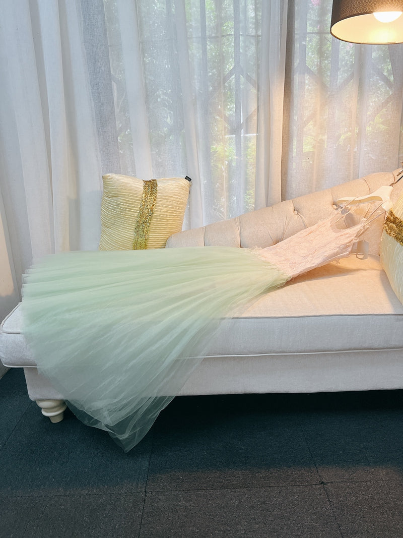 Elegante vestido de fiesta verde menta con tirantes finos y corte en A, para invitadas de boda de verano, DP2292