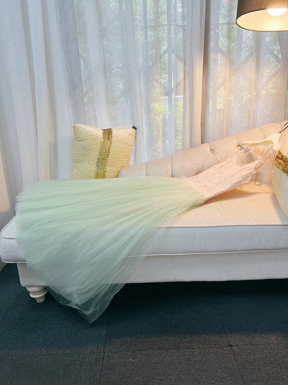Elegante vestido de fiesta verde menta con tirantes finos y corte en A, para invitadas de boda de verano, DP2292