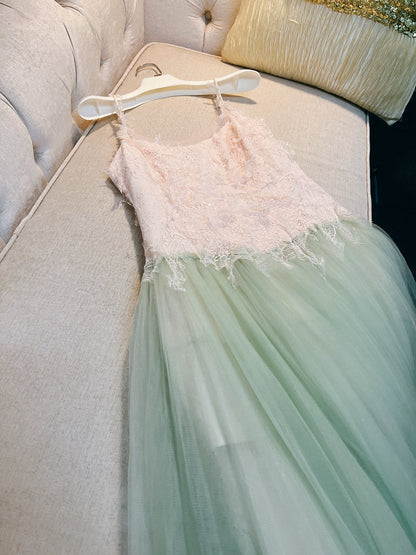 Elegante vestido de fiesta verde menta con tirantes finos y corte en A, para invitadas de boda de verano, DP2292