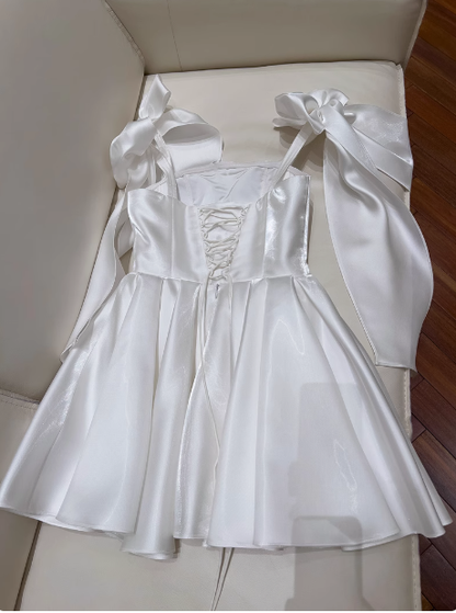 Vestido corto de satén con tirantes finos, corte en A, estilo corsé, para fiesta de bienvenida, de verano, para cóctel, para cumpleaños, DP2298