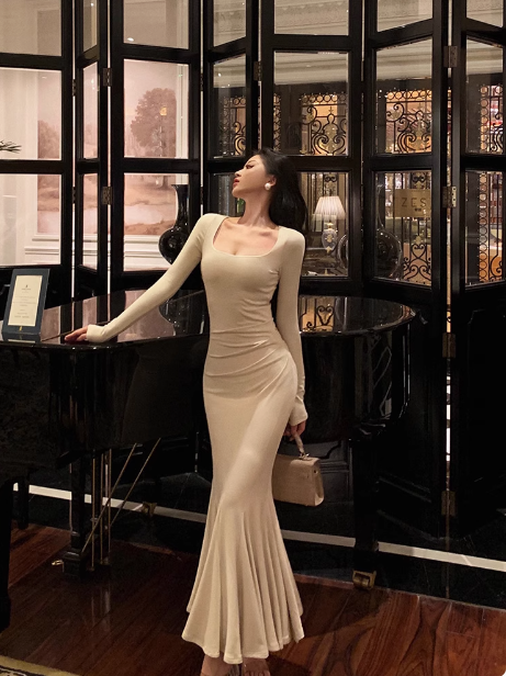 Vestido de sirena sexy de manga larga para 21 cumpleaños. Ideas de vestidos de cumpleaños para mujeres (DP2313).