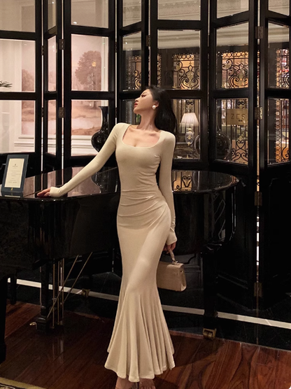 Vestido de sirena sexy de manga larga para 21 cumpleaños. Ideas de vestidos de cumpleaños para mujeres (DP2313).