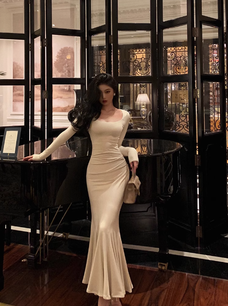 Vestido de sirena sexy de manga larga para 21 cumpleaños. Ideas de vestidos de cumpleaños para mujeres (DP2313).