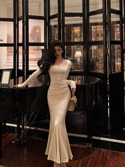 Vestido de sirena sexy de manga larga para 21 cumpleaños. Ideas de vestidos de cumpleaños para mujeres (DP2313).