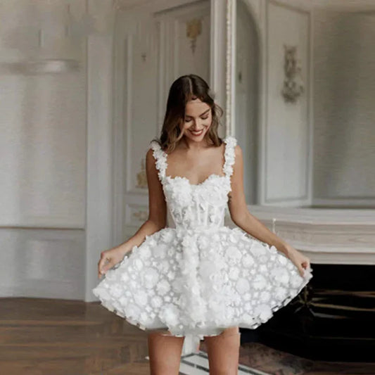 Classy A Line Spaghetti Strap Lace Mini Sleeveless Prom Dress Short Homecoming Dress Cocktail Dress DP264