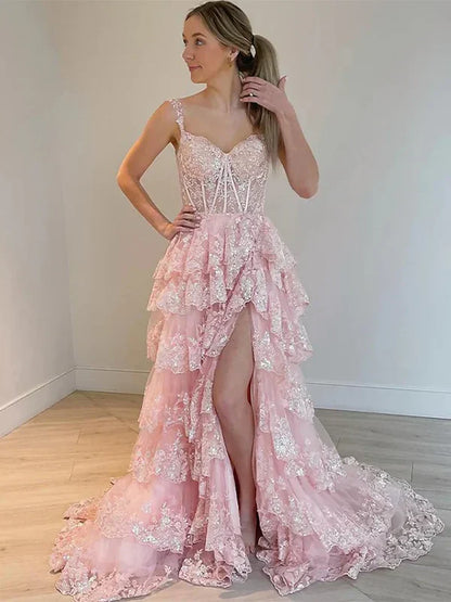 Elegant Prom Dresses Formal Court Train Sleeveless Off Shoulder Tulle with Sequin Slit Evening Dresses DP268