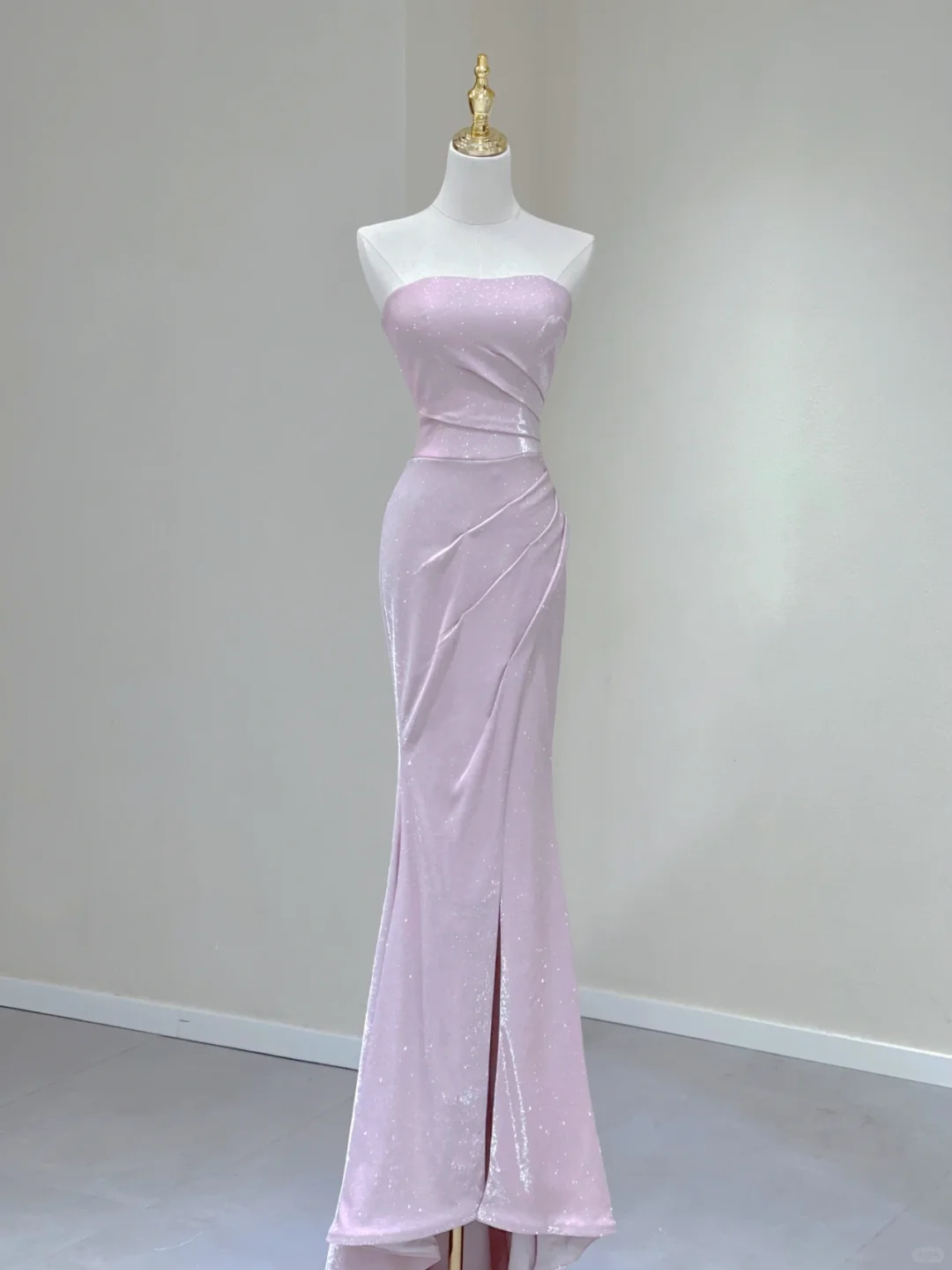Hermoso vestido de fiesta largo rosa con lentejuelas y escote sirena sin tirantes, vestido de graduación para secundaria, vestidos de noche elegantes DP394