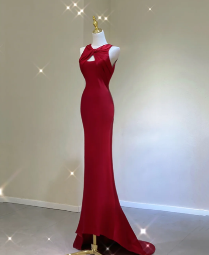 Pretty A Line Scoop Long Red Prom Dresses Graduation Dress High School Classy Evening Dresses DP413