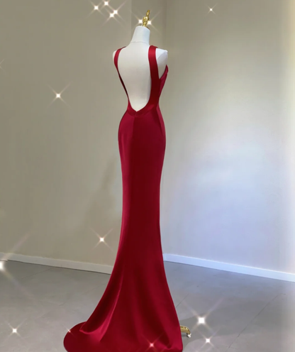Pretty A Line Scoop Long Red Prom Dresses Graduation Dress High School Classy Evening Dresses DP413