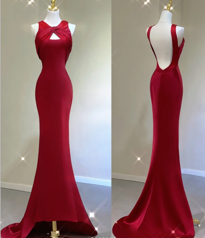 Pretty A Line Scoop Long Red Prom Dresses Graduation Dress High School Classy Evening Dresses DP413