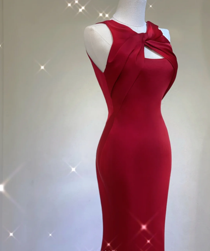 Pretty A Line Scoop Long Red Prom Dresses Graduation Dress High School Classy Evening Dresses DP413
