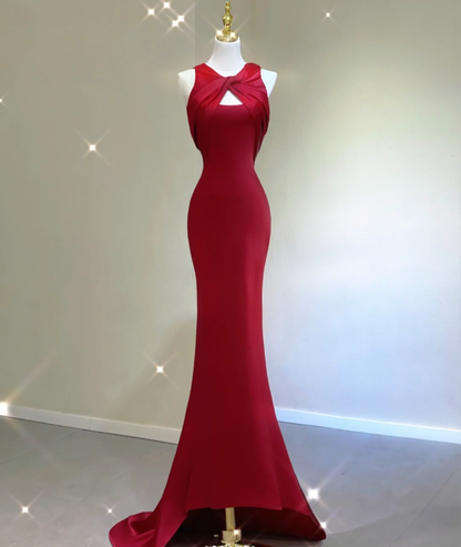 Pretty A Line Scoop Long Red Prom Dresses Graduation Dress High School Classy Evening Dresses DP413