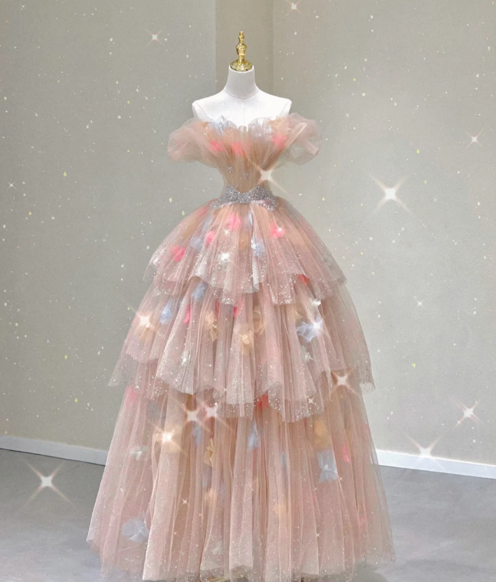 Vestido de fiesta modesto con hombros descubiertos, largo, rosa, para graduación, de noche, DP425