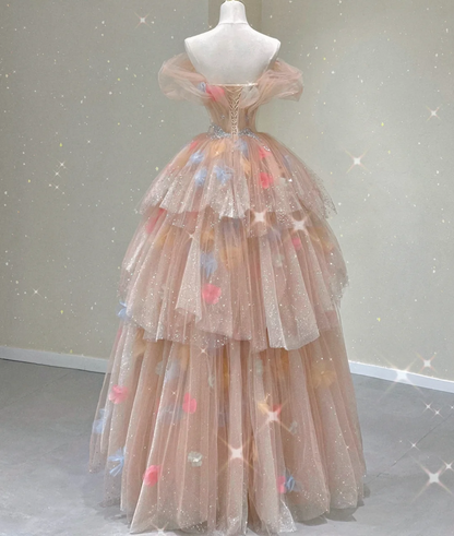 Vestido de fiesta modesto con hombros descubiertos, largo, rosa, para graduación, de noche, DP425