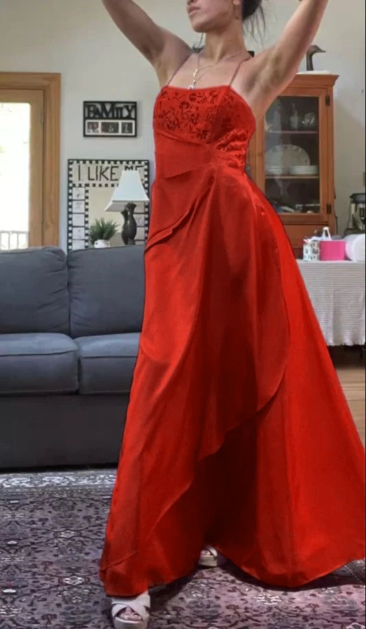 Vestido de fiesta largo fucsia con tirantes finos, satén, corte A y cuentas, para dama de honor, DP488
