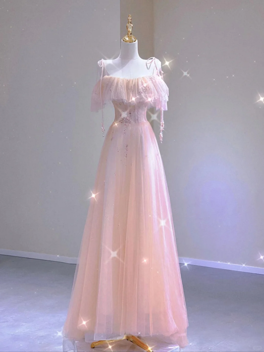 Vestidos de fiesta elegantes de corte A con hombros descubiertos en color rosa, vestidos de cumpleaños, vestidos de fiesta de baile, vestidos de graduación DP490